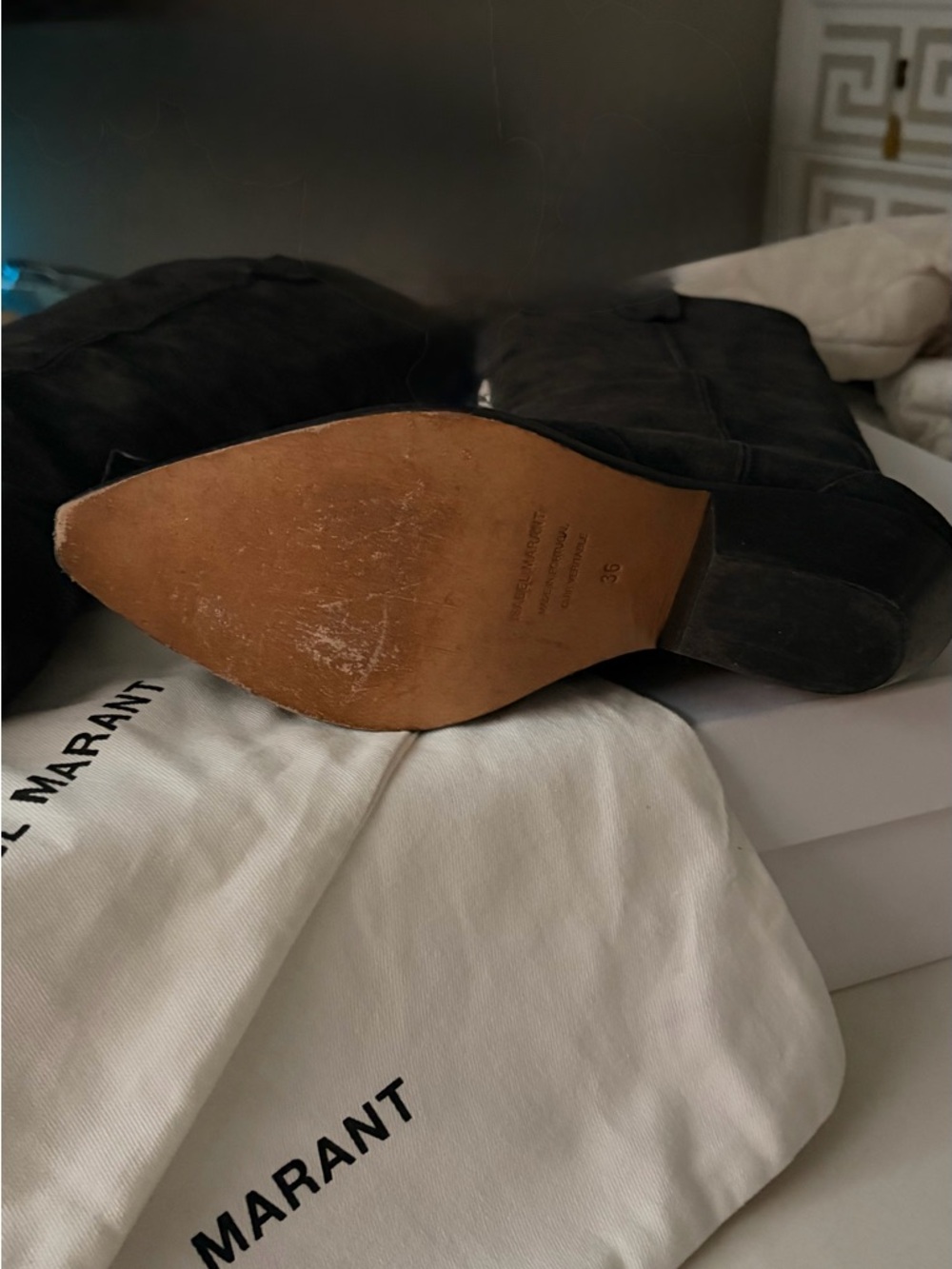 Isabel Marant Faded BlackTall Cowboy Boots - Picture 4 of 14